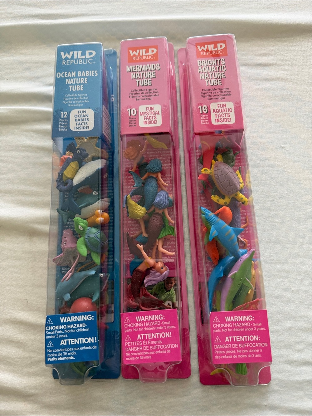 Wild Republic Kids Ocean & Mermaid Nature Tubes - Blue & Pink three packs